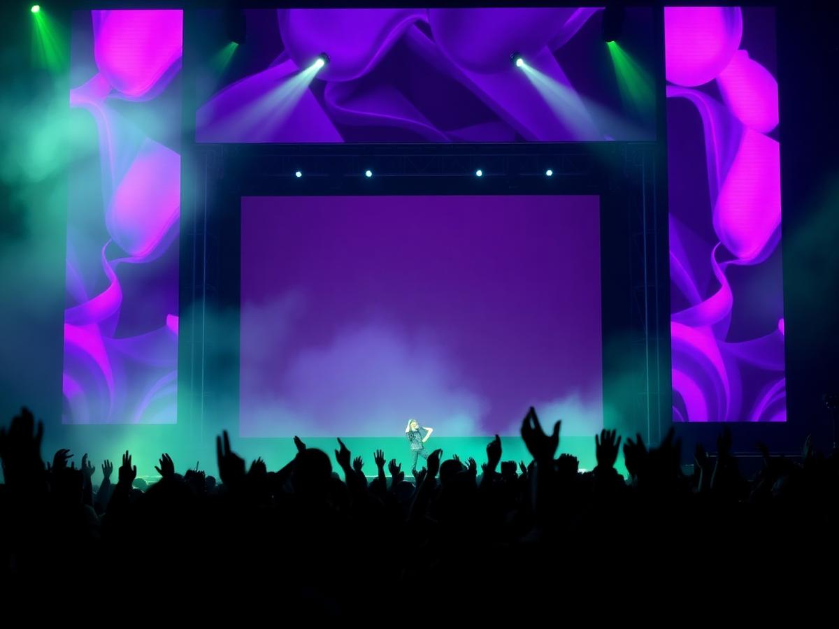 Event venue with purple visuals