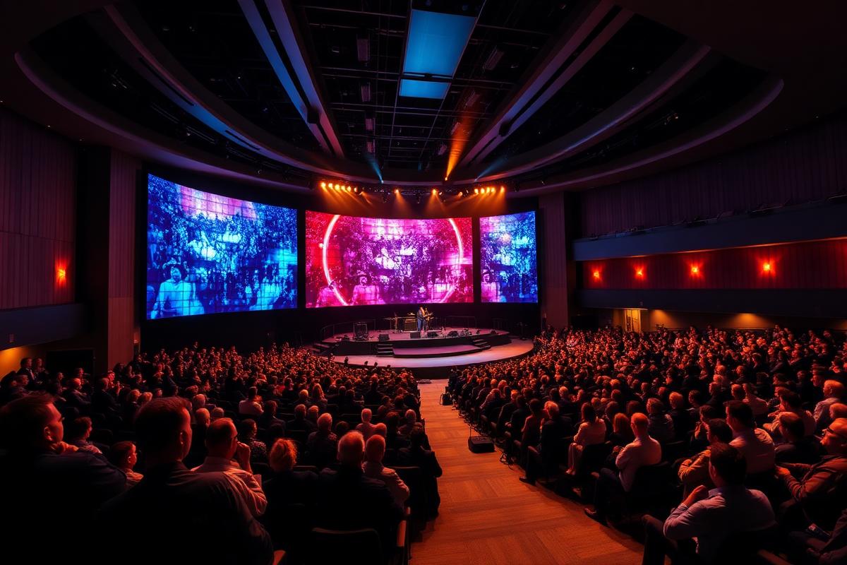 Megachurch curved LED video wall installation