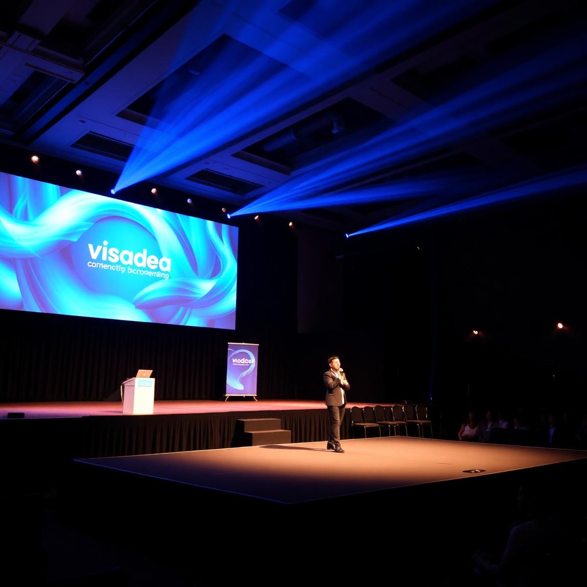 Conference stage with branded LED wall