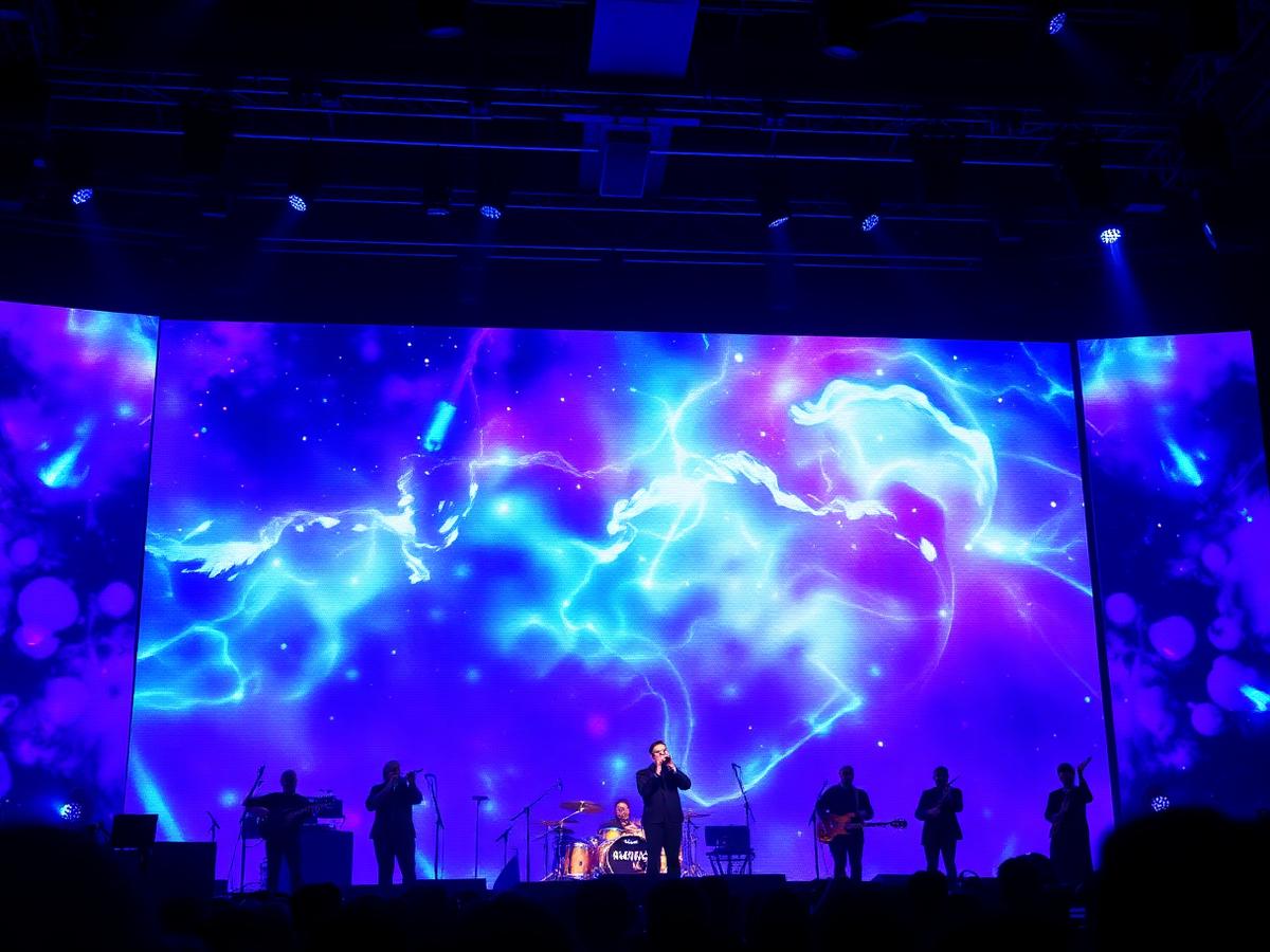 Worship band with nebula visuals